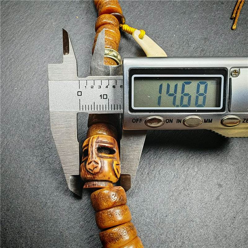 Old Kapala Skull Bone Mala - Tibetan Buddhist mala beads, view 23