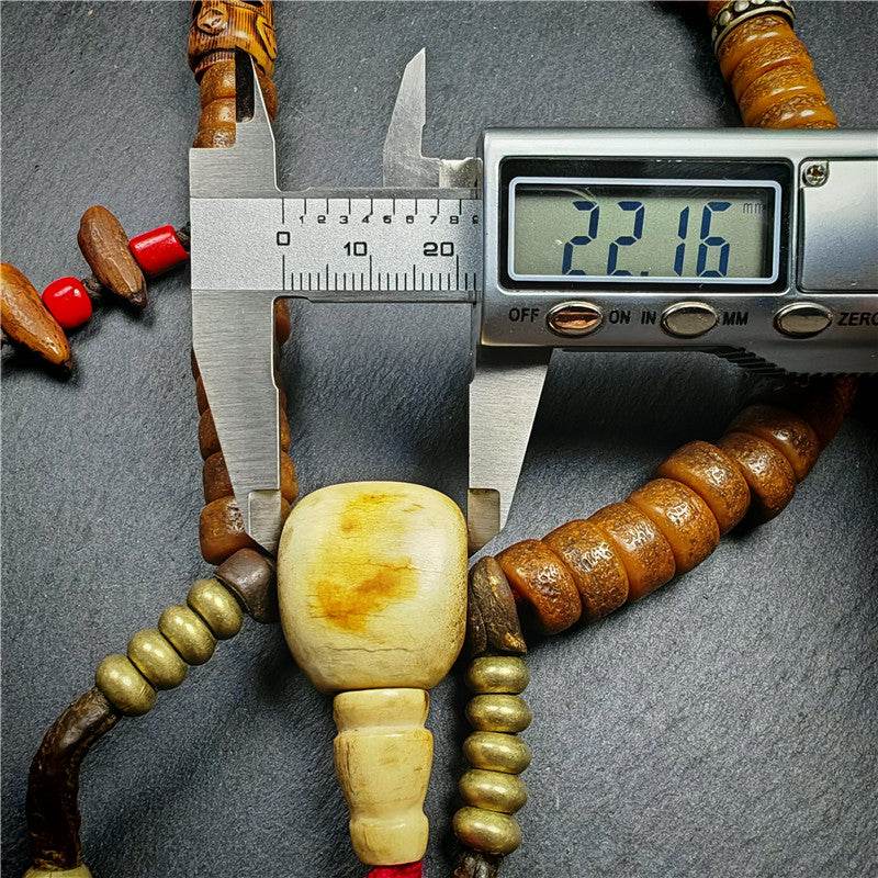 Old Kapala Skull Bone Mala - Tibetan Buddhist mala beads, view 27