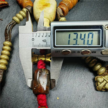 Old Kapala Skull Bone Mala - Tibetan Buddhist mala beads, size reference