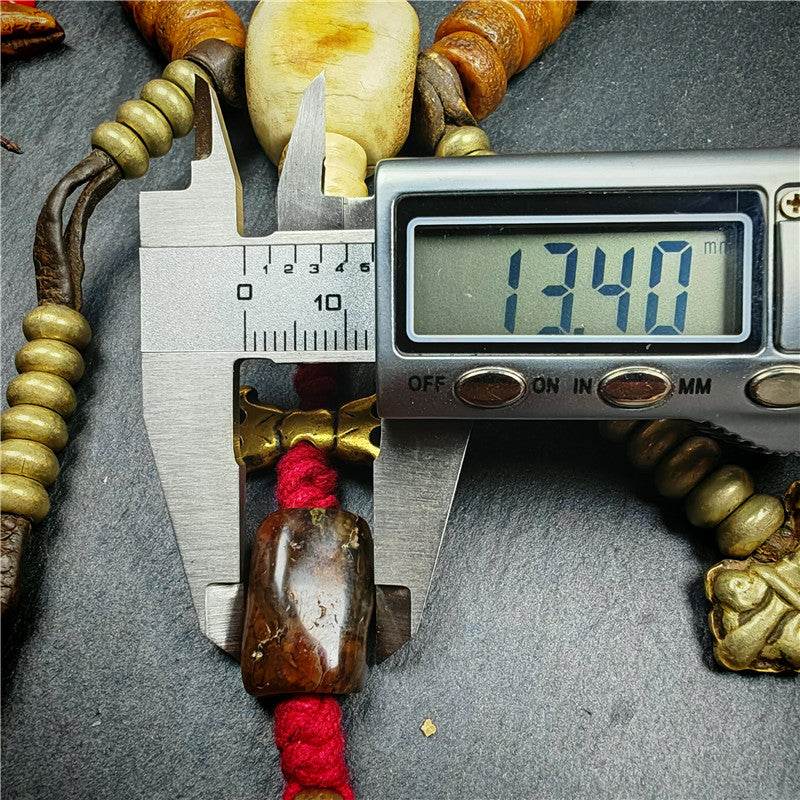 Old Kapala Skull Bone Mala - Tibetan Buddhist mala beads, size reference