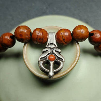 Silver Bhum Counter Clip for Mala - Tibetan Buddhist mala beads, view 4