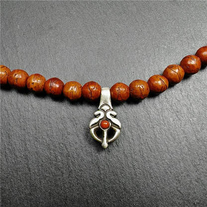 Silver Bhum Counter Clip for Mala - Tibetan Buddhist mala beads, detailed view