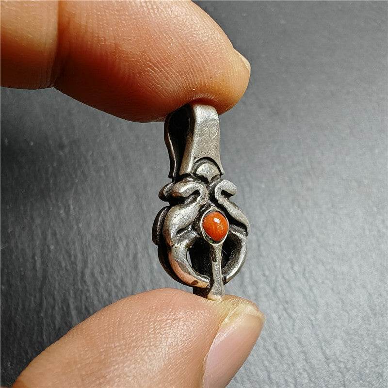 Silver Bhum Counter Clip for Mala - Tibetan Buddhist mala beads, view 8