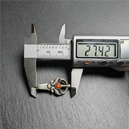 Silver Bhum Counter Clip for Mala - Tibetan Buddhist mala beads, size reference