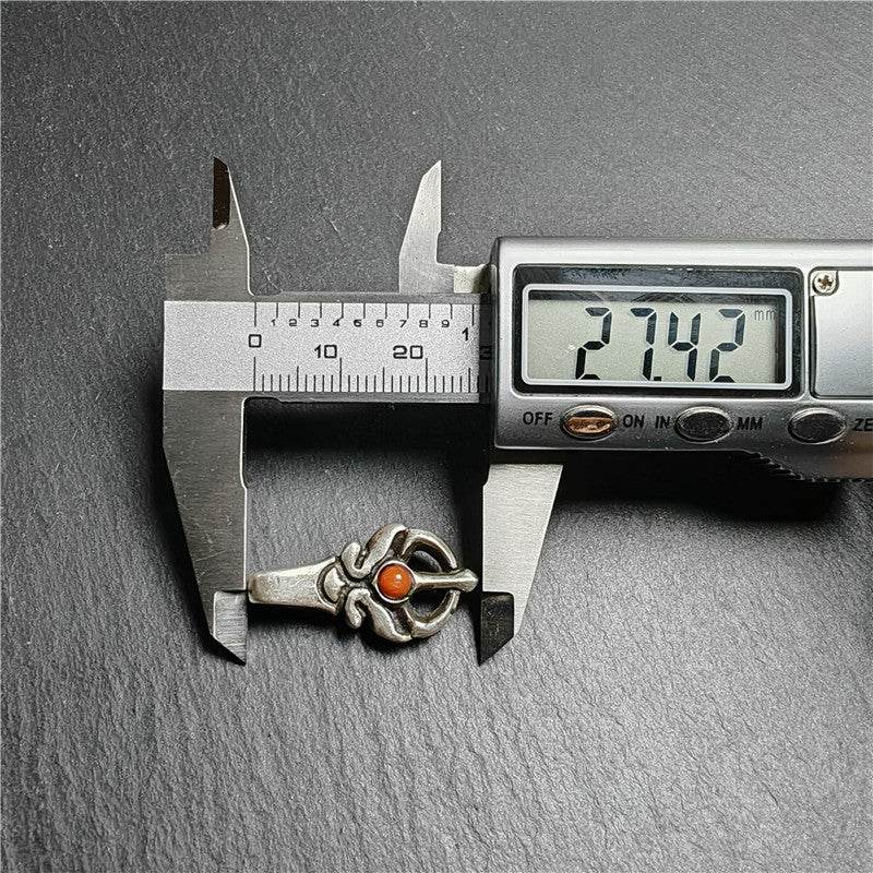 Silver Bhum Counter Clip for Mala - Tibetan Buddhist mala beads, size reference