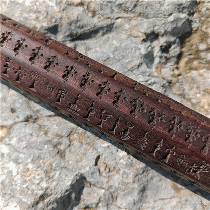 Gandhanra Antique Tibetan Buddhist Zanpar, Octagon Wooden Mold Stick,Dharma Ritual Plate,Intricately Carved Esoteric Ritual Objects and protectors,53cm × 5cm,collected from Derge Kham area Tibet,60 years old