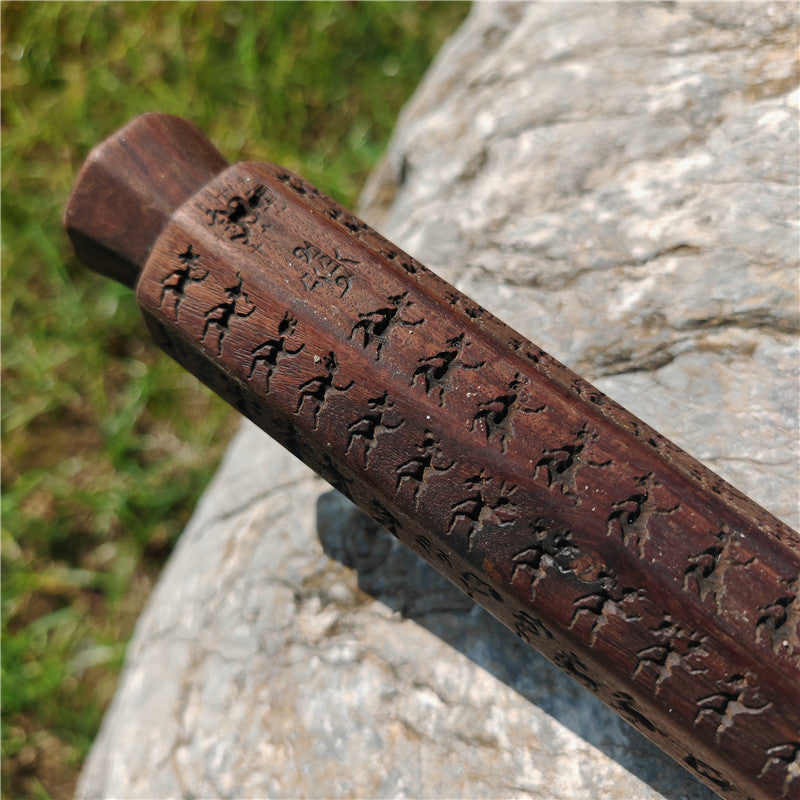 Gandhanra Antique Tibetan Buddhist Zanpar, Octagon Wooden Mold Stick,Dharma Ritual Plate,Intricately Carved Esoteric Ritual Objects and protectors,53cm × 5cm,collected from Derge Kham area Tibet,60 years old