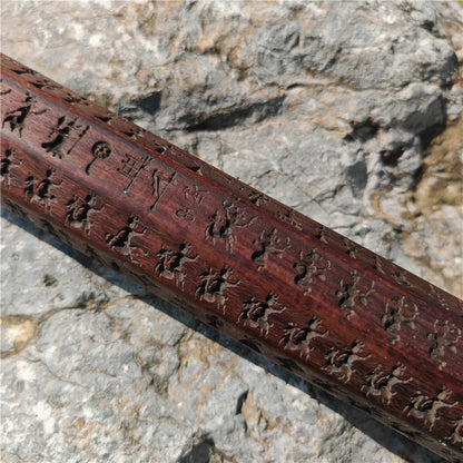 Gandhanra Antique Tibetan Buddhist Zanpar, Octagon Wooden Mold Stick,Dharma Ritual Plate,Intricately Carved Esoteric Ritual Objects and protectors,53cm × 5cm,collected from Derge Kham area Tibet,60 years old