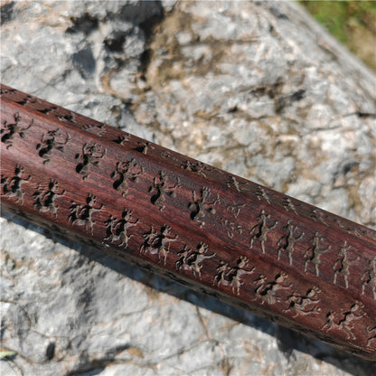 Gandhanra Antique Tibetan Buddhist Zanpar, Octagon Wooden Mold Stick,Dharma Ritual Plate,Intricately Carved Esoteric Ritual Objects and protectors,53cm × 5cm,collected from Derge Kham area Tibet,60 years old