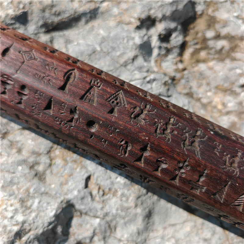 Gandhanra Antique Tibetan Buddhist Zanpar, Octagon Wooden Mold Stick,Dharma Ritual Plate,Intricately Carved Esoteric Ritual Objects and protectors,53cm × 5cm,collected from Derge Kham area Tibet,60 years old