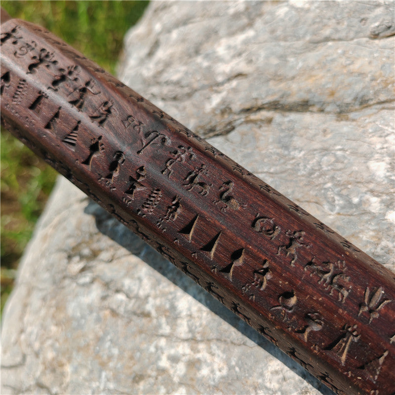 Gandhanra Antique Tibetan Buddhist Zanpar, Octagon Wooden Mold Stick,Dharma Ritual Plate,Intricately Carved Esoteric Ritual Objects and protectors,53cm × 5cm,collected from Derge Kham area Tibet,60 years old