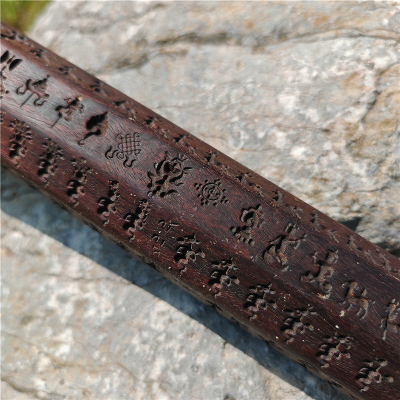 Gandhanra Antique Tibetan Buddhist Zanpar, Octagon Wooden Mold Stick,Dharma Ritual Plate,Intricately Carved Esoteric Ritual Objects and protectors,53cm × 5cm,collected from Derge Kham area Tibet,60 years old