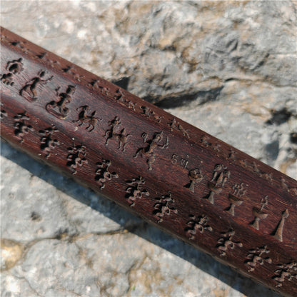 Gandhanra Antique Tibetan Buddhist Zanpar, Octagon Wooden Mold Stick,Dharma Ritual Plate,Intricately Carved Esoteric Ritual Objects and protectors,53cm × 5cm,collected from Derge Kham area Tibet,60 years old