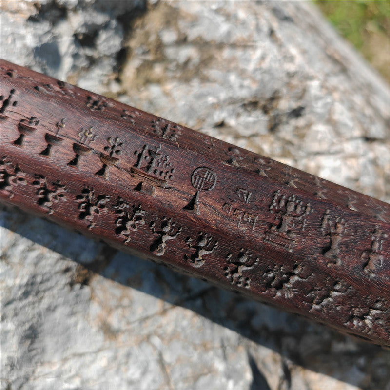 Gandhanra Antique Tibetan Buddhist Zanpar, Octagon Wooden Mold Stick,Dharma Ritual Plate,Intricately Carved Esoteric Ritual Objects and protectors,53cm × 5cm,collected from Derge Kham area Tibet,60 years old