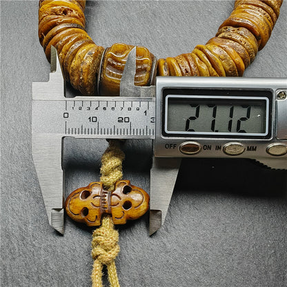 Vintage Tibetan Disk Kapala Mala - Handcrafted Skull Bone Prayer Bead from Nyingma Yachen Gar, 80 Years Old & Blessed by Lama