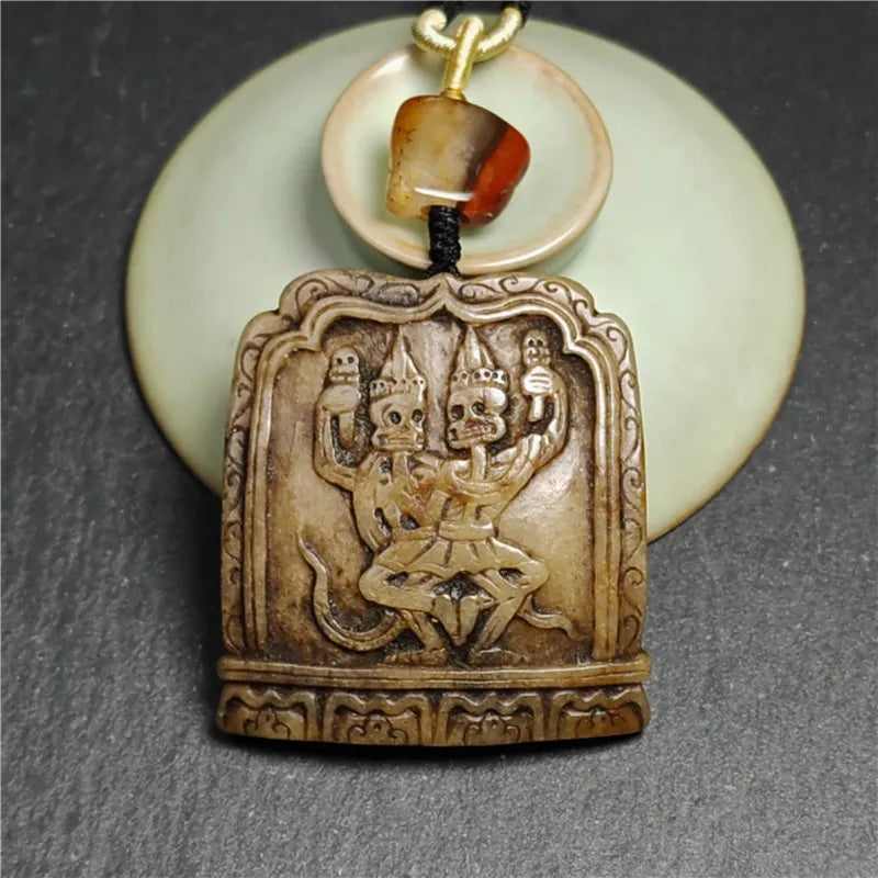 Authentic Citipati Kapala Pendant,Gandhanra Old Tibetan Amulet,50mm × 45mm