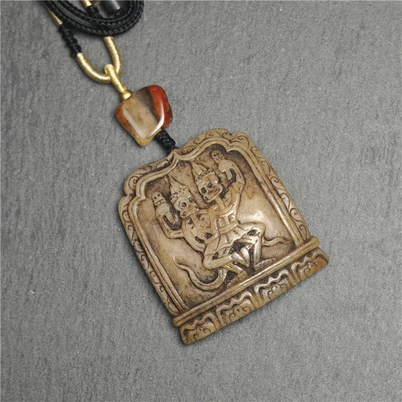 Authentic Citipati Kapala Pendant,Gandhanra Old Tibetan Amulet,50mm × 45mm