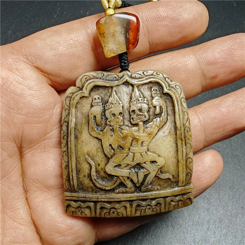 Authentic Citipati Kapala Pendant,Gandhanra Old Tibetan Amulet,50mm × 45mm