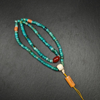 Old 108 6mm Turquoise Beads Bracelet Mala for Women,Gandhanra Tibetan Jewelry Prayer Beads for Meditation Practice,Spiritual Gift