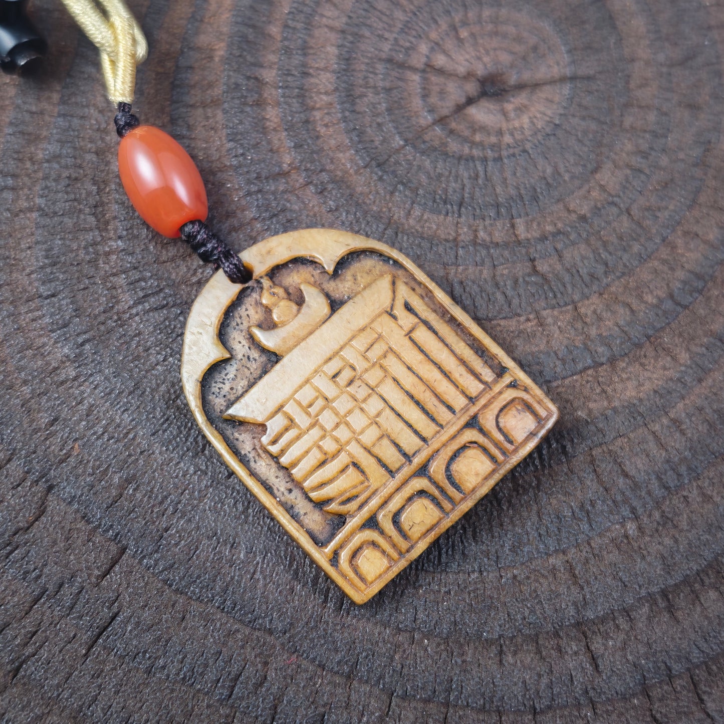 Antique Kapala Amulet Tenfold Auspicious Diagram - 36mm × 28mm