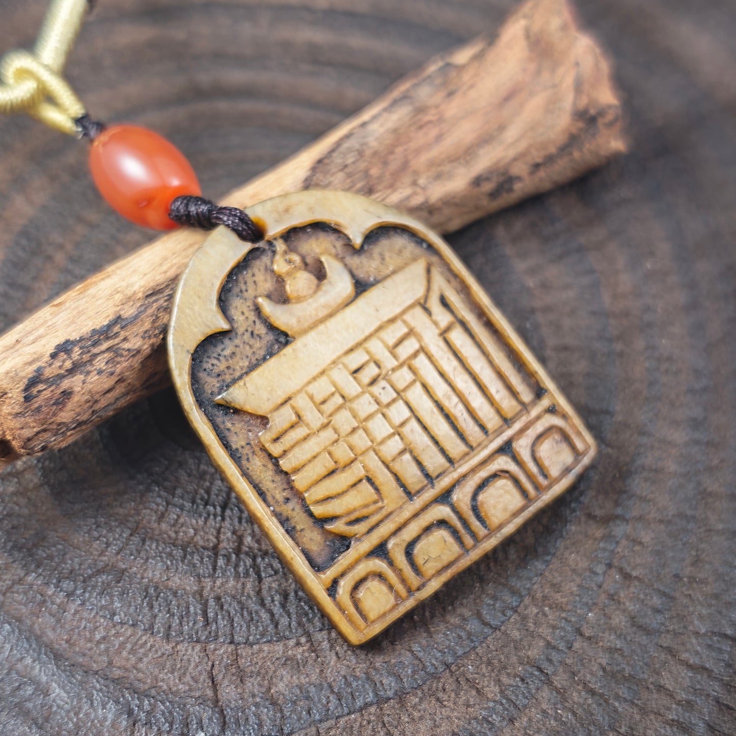 Antique Kapala Amulet Tenfold Auspicious Diagram - 36mm × 28mm
