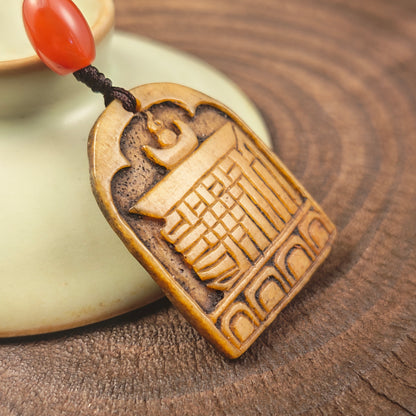 Antique Kapala Amulet Tenfold Auspicious Diagram - 36mm × 28mm
