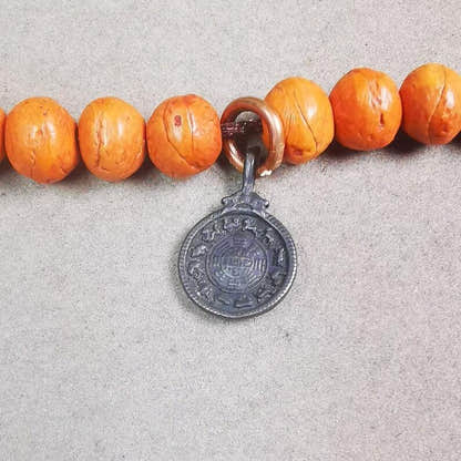 Mala Pendant,Calendar Amulet for Prayer Beads,Bag Hanging,0.7" - Tibetan Buddhist mala beads, front view