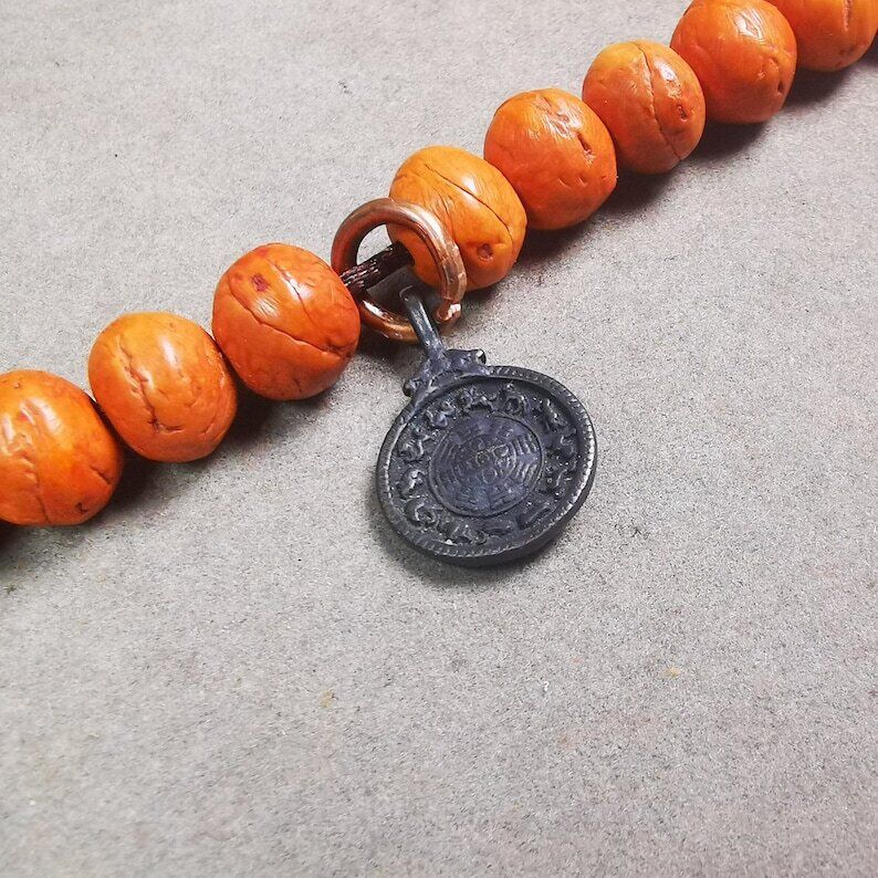 Mala Pendant,Calendar Amulet for Prayer Beads,Bag Hanging,0.7" - Tibetan Buddhist mala beads, detailed view