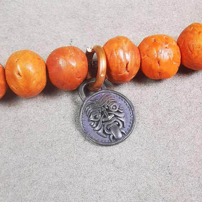 Mala Pendant,Drashi Lhamo Amulet for Prayer Beads - Tibetan Buddhist mala beads, front view