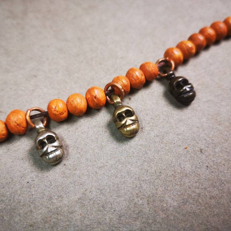 Mala Pendant, Skull Citipati Amulet for Prayer Beads, Bag Hanging,0.8"