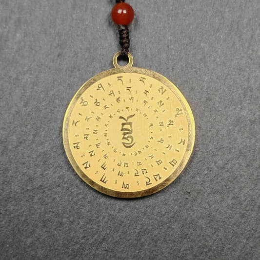 Mantra Charm of Lion-faced Dakini/Simhamukha Amulet - Tibetan Buddhist amulet, front view