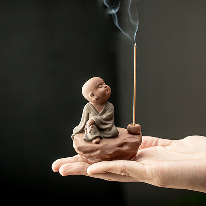 Purple Sand Buddha Statue Incense Holder