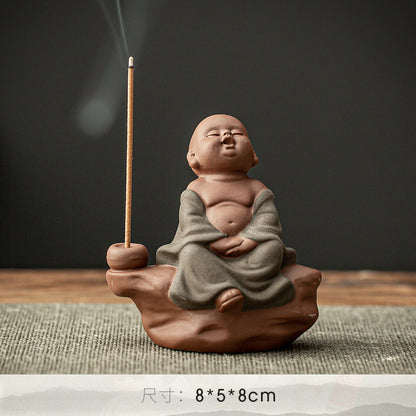 Purple Sand Buddha Statue Incense Holder