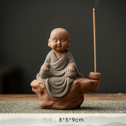 Purple Sand Buddha Statue Incense Holder