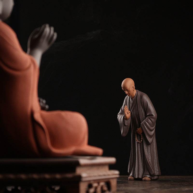 Purple Sand Meditation Buddha Statues - Tibetan Buddhist statue, close-up detail