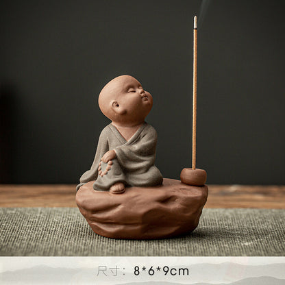 Purple Sand Buddha Statue Incense Holder