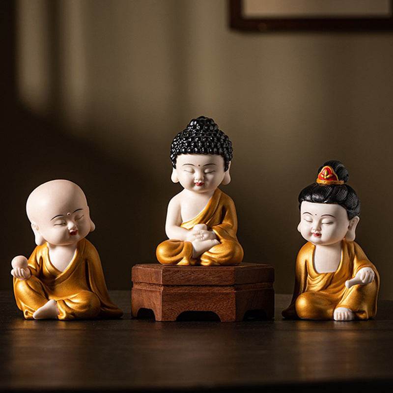 Shakyamuni,Avalokiteshvara,Ksitigarbha Buddha Statues - Tibetan Buddhist statue, front view