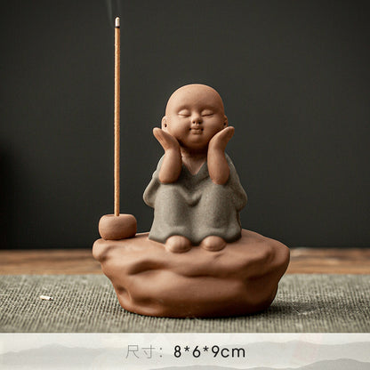 Purple Sand Buddha Statue Incense Holder