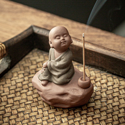 Purple Sand Buddha Statue Incense Holder