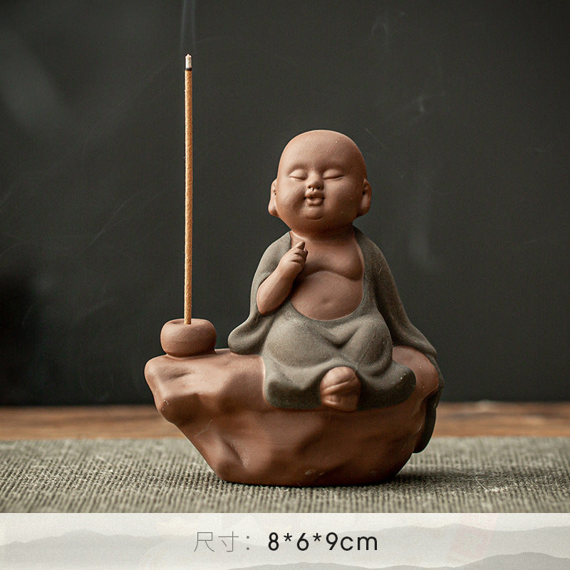 Purple Sand Buddha Statue Incense Holder