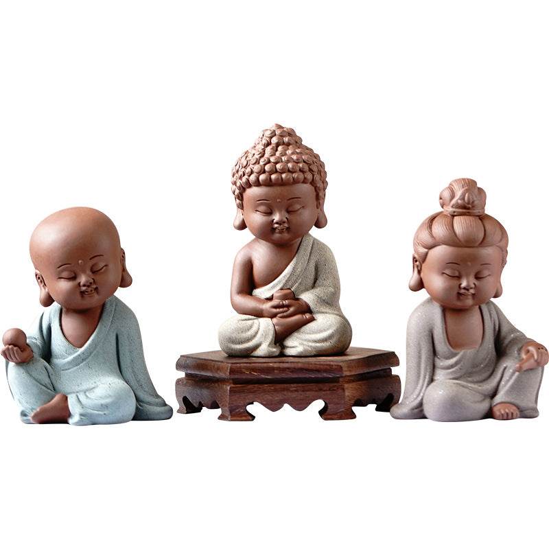 Purple Sand Shakyamuni,Avalokiteshvara,Ksitigarba Buddha Statues - Tibetan Buddhist statue, view 5