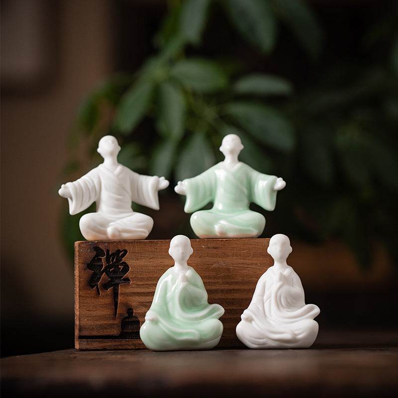 Ceramic Buddha Statues - Tibetan Buddhist statue, front view