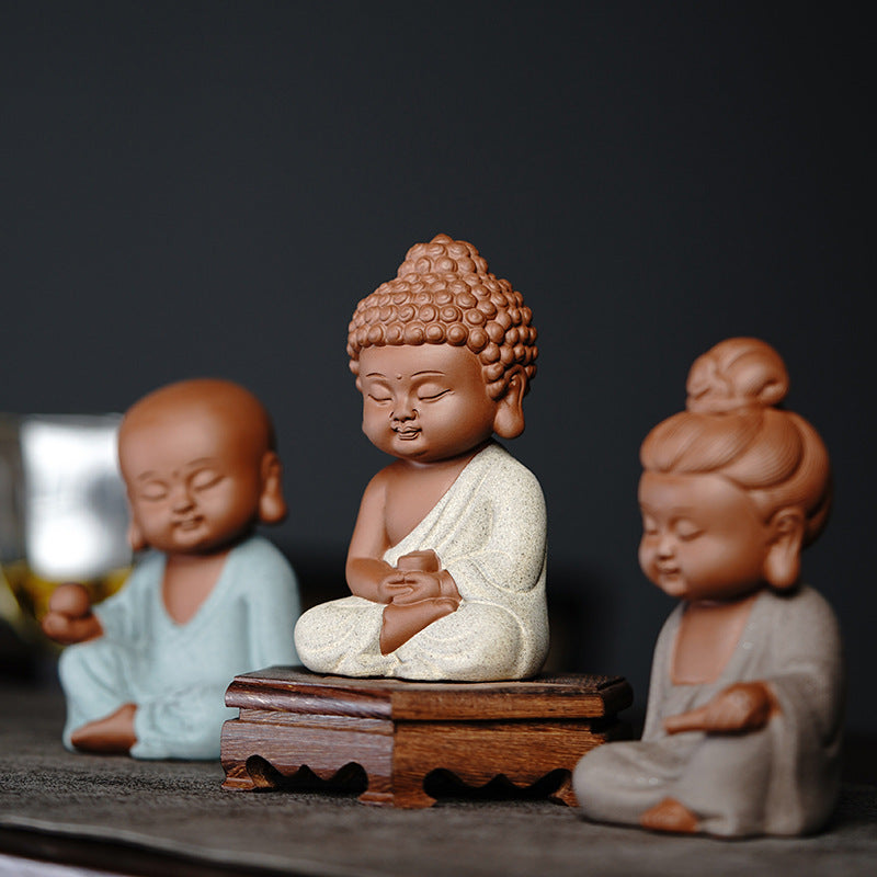 Purple Sand Shakyamuni,Avalokiteshvara,Ksitigarba Buddha Statues