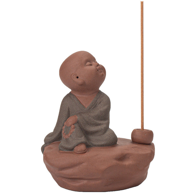 Purple Sand Buddha Statue Incense Holder