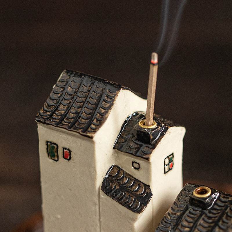 Classic House Incense Holder - Tibetan Buddhist statue, close-up detail
