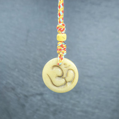 OM Pendant - Hand-carved Tibetan Amulet - Protective Charm for Keychain / Bag Hanging - 30mm