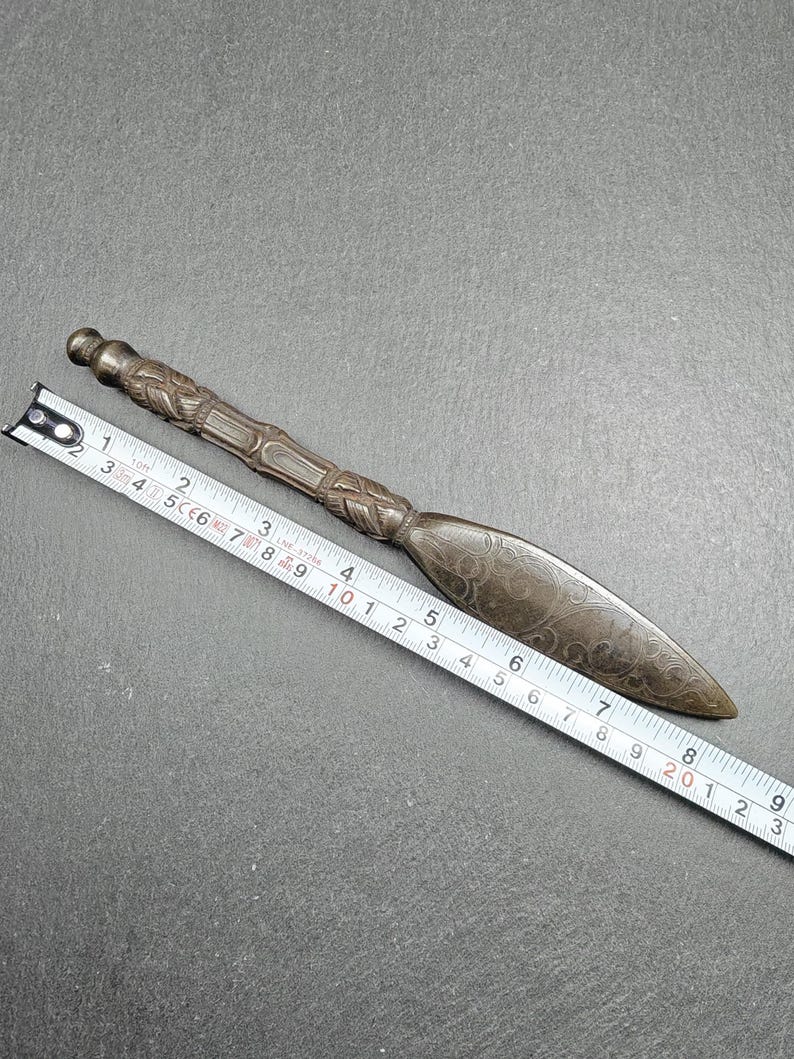 Old Black Vajra Sword of Manjushri - Tibetan Buddhism Ritual Implement - Made of Cold Iron - 21cm Length