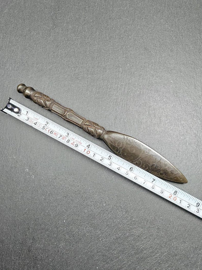 Old Black Vajra Sword of Manjushri - Tibetan Buddhism Ritual Implement - Made of Cold Iron - 21cm Length