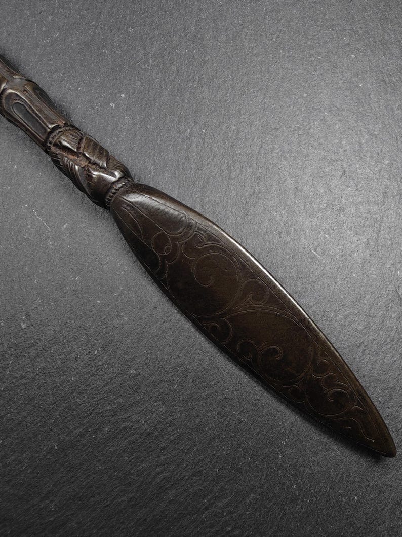 Old Black Vajra Sword of Manjushri - Tibetan Buddhism Ritual Implement - Made of Cold Iron - 21cm Length