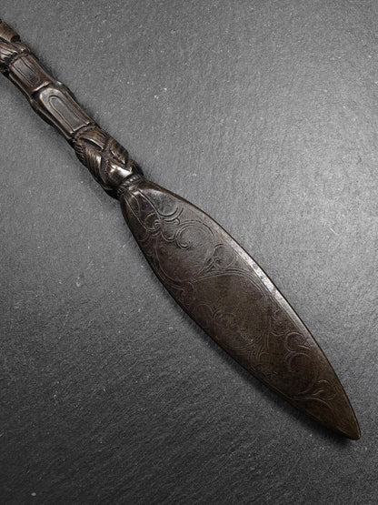 Old Black Vajra Sword of Manjushri - Tibetan Buddhism Ritual Implement - Made of Cold Iron - 21cm Length